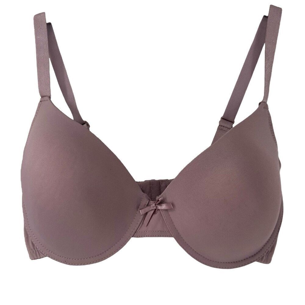 Just Be Bra Size 38D Underwire Purple Back Closure Lightly Padded Classic Opaque